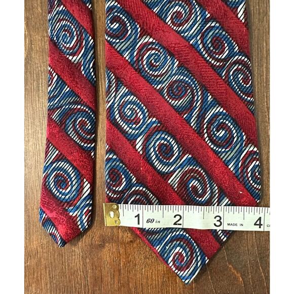 Bellini 100% Silk Men's Tie in Red and Blue 4" Striped Vintage - Picture 7 of 14